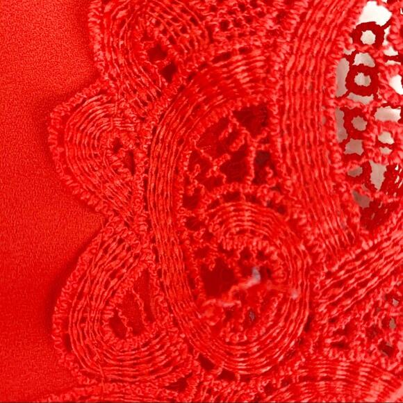 CATO EST 1946 Red Keyhole Back Lace Sides Blouse Medium - Picture 8 of 10